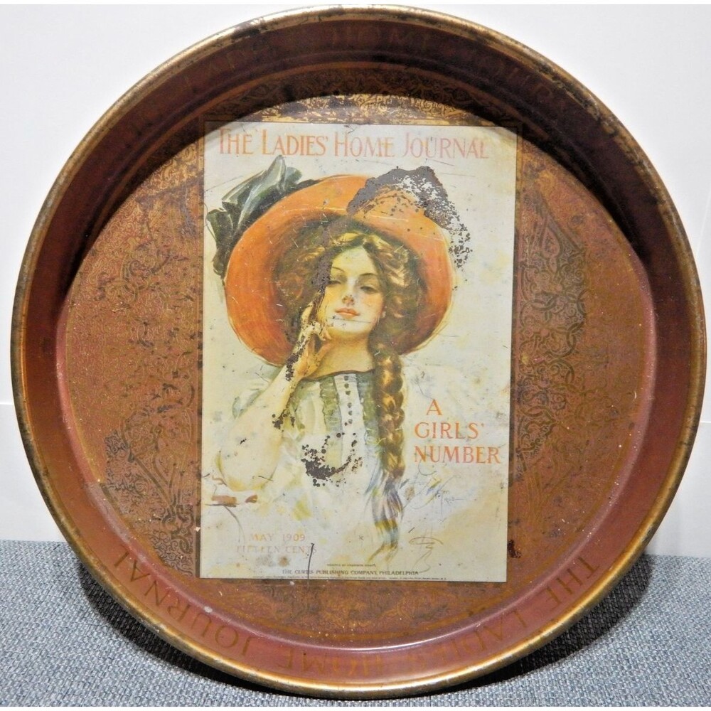 Ladies Home Journal Tin Tray May 1909 A Girl’s Number Round